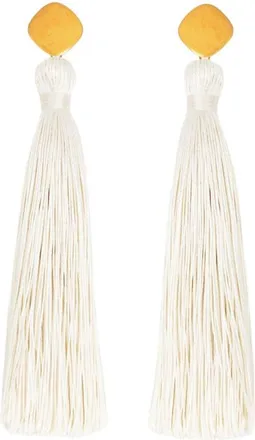 Petit Moments Fringe Tassel Linear Earrings in White at Nordstrom