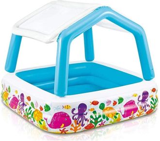 Trade Shop Trade Shop - Piscina Acquario Parasole Rimovibile Multicolore Gonfiabile 157x157x122cm 57470