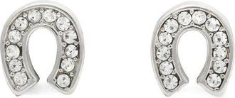 Kate Spade New York pav&eacute; horseshoe stud earrings in Clear/Silver at Nordstrom