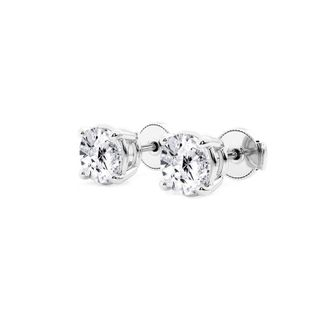 Grown Brilliance 5 Carat Round Lab Grown Diamond Stud Earrings in 14K White Gold, Guardian Back, G Color, VS Clarity
