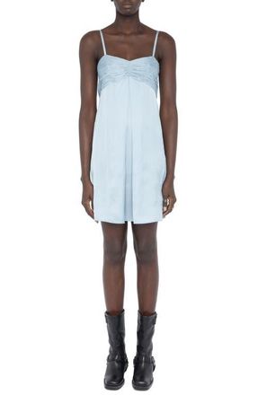 Zadig&Voltaire Rippies Pleated Satin Slipdress in Sky at Nordstrom, Size X-Small Regular