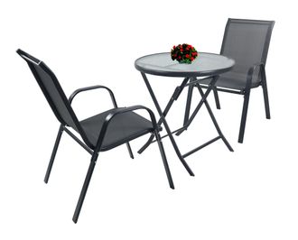 VCM 3 Piezas Conjunto De Muebles De Jard&iacute;n Grupo De Asientos Grupo De Comedor 1xmesa, 2x Sillas Mesa Dimensiones Aprox. Al. 70 X 70 Cm Juego De Jard&iacute;n - S
