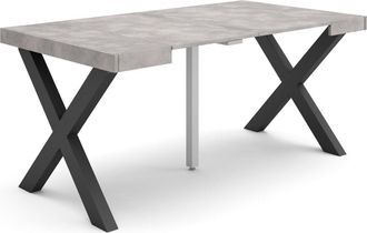 Skraut Home Mesa Consola Extensible, Mesa Comedor Plegable, 160, Para 8 Comensales, Patas Madera Maciza, Estilo Moderno, Gris Cemento - Skraut Home