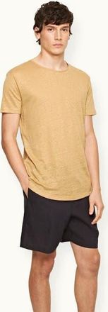 Orlebar Brown Alex Lino Relaxed Fit Italian Linen Drawcord Shorts in Night Iris at Nordstrom, Size 34