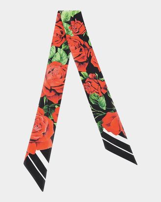 Dolce & Gabbana Rose-Printed Silk Headscarf