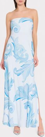 Milly Vera Floral Print Strapless Dress in Light Blue at Nordstrom, Size 12