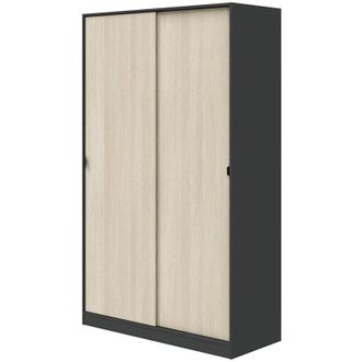 Dmora Guardaroba 2 Ante Fiora, Armadio Camera da Letto 4 Ripiani, Appendiabiti, 50x200h cm Grigio Antracite