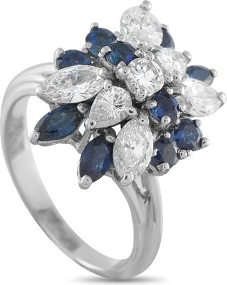 Luxury Bazaar 18K White Gold 2.0ct Diamond and Sapphire Ring MF15-022326
