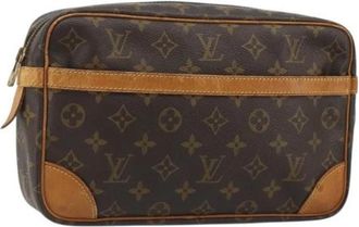 Louis Vuitton Pre-owned Monogram Clutch Bag - Dames - Vintage Clutch - Bruin - ONE Size - Leer - Vintage