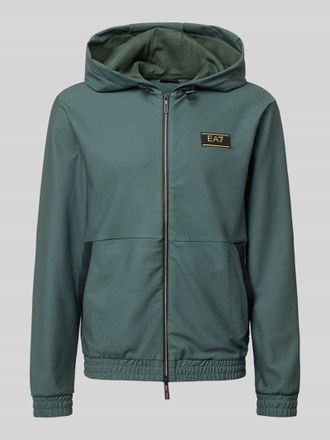Emporio Armani Regular Fit Sweatjacke mit Logo-Patch in Gruen, Gr&ouml;&szlig;e L
