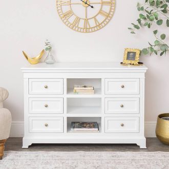 Melody Maison Large White Wooden Sideboard Cabinet - Daventry White Range
