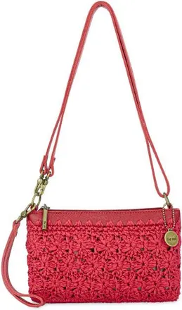 The Sak Vita Hand Crochet Crossbody Wristlet in Scarlet Primrose Straw at Nordstrom