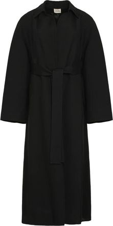 Khaite Roth Viscose Blend Coat - Dames - Jas met riem - Zwart - XS - Leer - Jassen