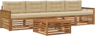 vidaXL Conjunto De Sof&aacute;s De Exterior 5 Uds. Natural Y Beige Vidaxl