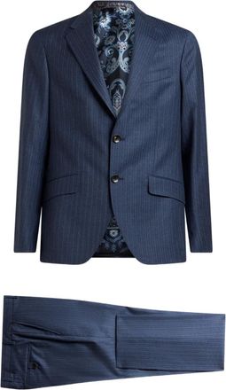 Etro Completo gessato in lana - Blu
