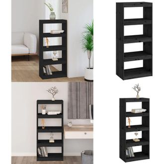 vidaXL Libreria/Divisorio Nero 60x30x135,5 cm Legno Massello di Pino - Scaffale per libri - Divisorio