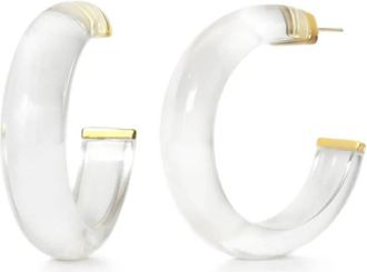 Gold & Honey Womens Small Illusion Lucite Hoop Earrings In Clear
