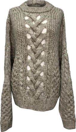 Isabel Marant Cable-Knit Sweater in Grey Alpaca Wool