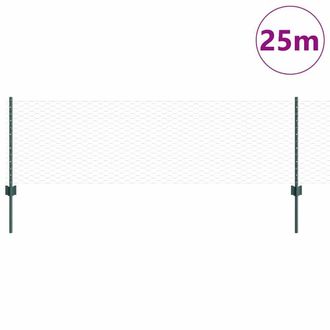 Berkfield Home Green Fence Posts 11 pcs U-Channel Grey 40 cm Steel, Hexagon Fenc