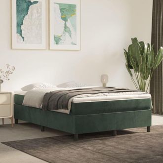 vidaXL Vidaxl - Cama Box Spring Con Colch&oacute;n Terciopelo Verde Oscuro 140x190 Cm
