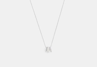 Coach Womens Repeated C Rondelle Necklace in Grey | Metal