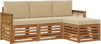 vidaXL Conjunto De Sof&aacute;s De Exterior 4 Uds. Natural Y Beige Vidaxl