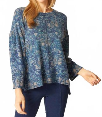 Habitat Soft Fleece Print Boxy Crewneck Top In Ink