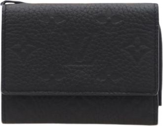 Louis Vuitton Black Leather Wallet (Tri-Fold) (Pre-Owned)