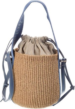 Chlo&eacute; Woody Small Paper & Leather Bucket Bag