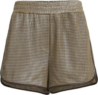 Brunello Cucinelli Sparkling Net Leather Shorts