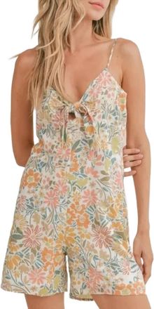 Sadie & Sage Dream On Tie Front Romper In Multi