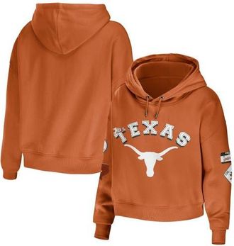 WEAR by Erin Andrews Womens WEAR by Erin Andrews Texas Orange Texas Longhorns Mixed Media Cropped Pullover Hoodie in Burnt Orange at Nordstrom, Size Xx-Large