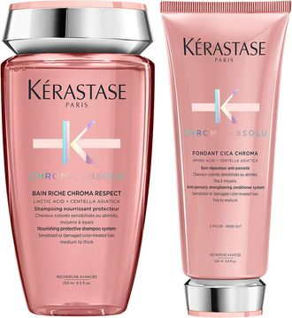 Kerastase Womens K&eacute;rastase Chroma Absolu Duo: Bain Riche Shampoo 250ml & Fondant Cica Conditioner 200ml - One Size
