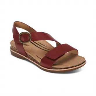 Aetrex Womens Tamara Asymmetrical Quarter Strap Sandal In Red