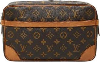Louis Vuitton Pre-owned Monogram Clutch Bag - Dames - Vintage Clutch - Bruin - ONE Size - Leer - Vintage