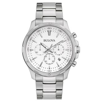Bulova Classic Chronograph Quartz White Dial Mens Watch 96B335
