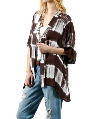 Greek Archaic Kori Tie Dye Lace Crochet Back Kimono In Olive