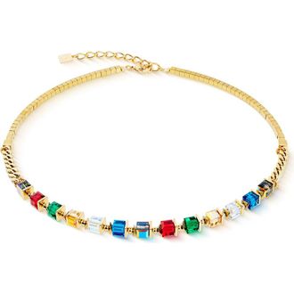 Coeur de Lion Sparkling Cubes Fusion Chain Gold Necklace in Multicolor at Nordstrom