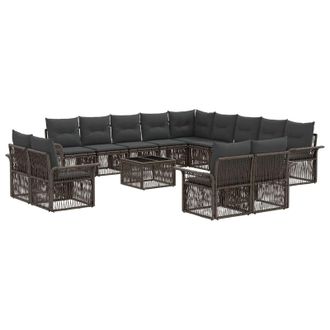 vidaXL Conjunto De Sof&aacute;s De Jard&iacute;n 14 Pcs Gris Y Gris Oscuro Vidaxl