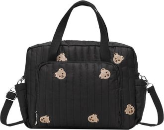 Generic Changing Bag, Bear/Floral Quilted Baby Nappy Bag - Pram Diaper Bags Large Capacity Travel Hanging Bags Toiletry Luggage Handbags for Labor and Deliver