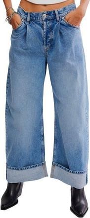 Free People Alia Cuffed High Waist Wide Leg Jeans in Beacon at Nordstrom Rack, Size 29