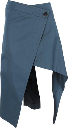 Marni Asymmetric Midi Skirt in Blue Cotton