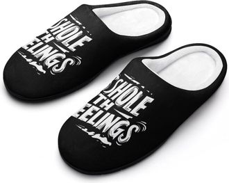 Generic Asshole with Feelings Slippers Men Winter Warm Cotton Anti-Slip Indoor Slip-Ons House Shoes