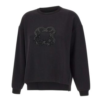 Elena Miro Sweatshirts, female, Black, S, Floral Sequin Sweatshirt