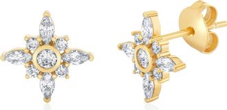 Crislu Brilliant & Marquise Cubic Zirconia Star Stud Earrings in 18Kt Yellow Gold/clear Stone at Nordstrom