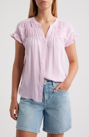 Beach Lunch Lounge Monaka Smocked Frill Top in Pink Sunset at Nordstrom, Size X-Large