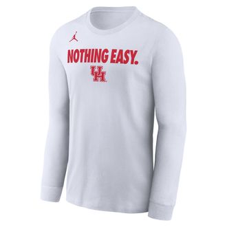 Nike Jordan Mens Houston Jordan College Long-Sleeve T-Shirt in White | M22284MMHC-WHT