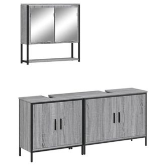 Berkfield Home 3 Piece Bathroom Furniture Set Grey Sonoma Engineered Wood