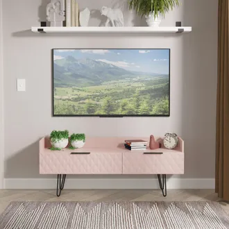 Lewis's Harlequin 2 Drawer Coffee TV Unit in Kobe Pink - Ready Assembled - Lewiss Home | TJ Hughes