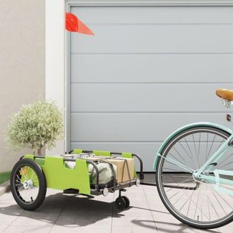 vidaXL Vidaxl - Remolque Para Bicicletas Hierro Y Tela Oxford Verde